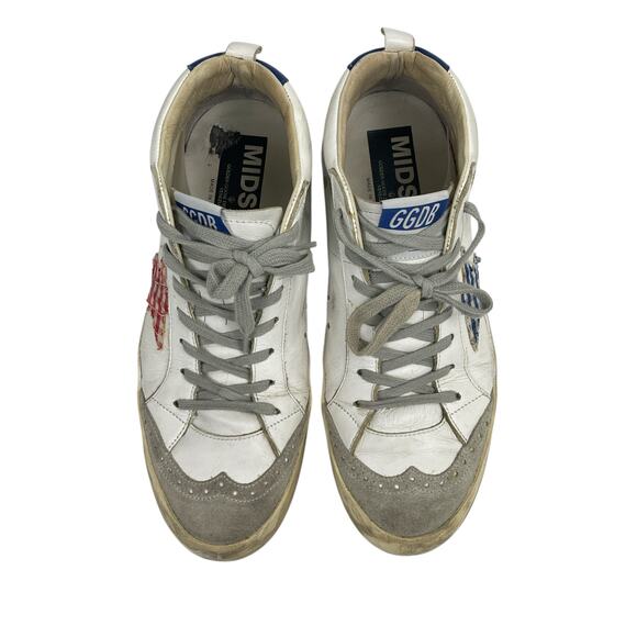 Golden Goose Mid Star Women's White Blue Lace-Up Mid-Top Sneakers Shoes Size 8.5 - Picture 2 of 6